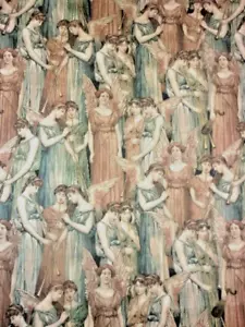 EARLY ENCHANTMENT RENAISSANCE INSPIRED DESIGN ANGELIC COTTON FABRIC 27"X44" - Picture 1 of 4