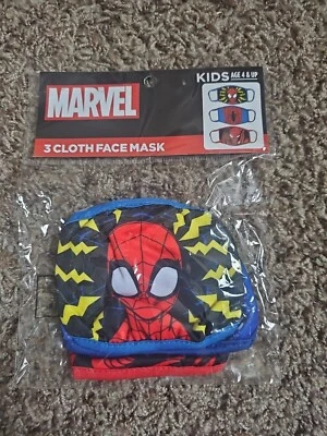 3 Disney Marvel Spider-Man Cloth Face Mask KIDS Age 4+  - Image 1 of 2