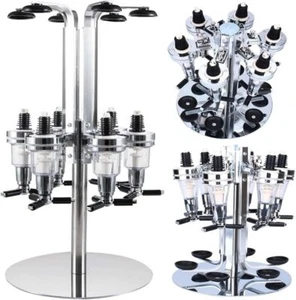 6 Bottle Wall Mounted Liquor Dispenser, Dispenser Bar Butler, Silver - Picture 1 of 5