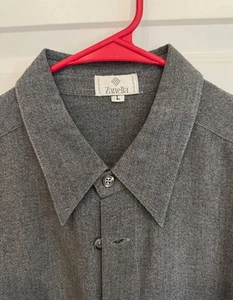 Zanella Long Sleeve Button Grey Button Down Rayon Shirt Made in Italy Size L - Picture 1 of 13