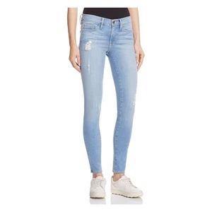 Frame Denim Le Skinny De Jeanne High Rise Jeans Size 27 Distressed Light Wash - Picture 1 of 11