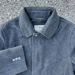Vintage LL Bean Wool Car Coat Mens Large Tall Charcoal Gray Classic Overcoat USA - Bild 1 von 11