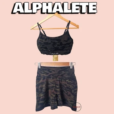 Alphalete Camo Sports Bra and Shorts Set Small  - Image 1 of 4
