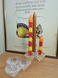 2 Glass Triple Candle Holders - Picture 1 of 6