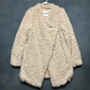 BB Dakota Faux Animal Fur Jacket Womens Medium Wrap Around Luxury Mob Wife Cozy - Picture 1 of 11