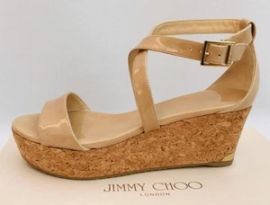 Jimmy Choo Beige Keilsandaletten Absätze UK3 EU36 US6 Neu Authentisch Schuhe - Bild 1 von 8