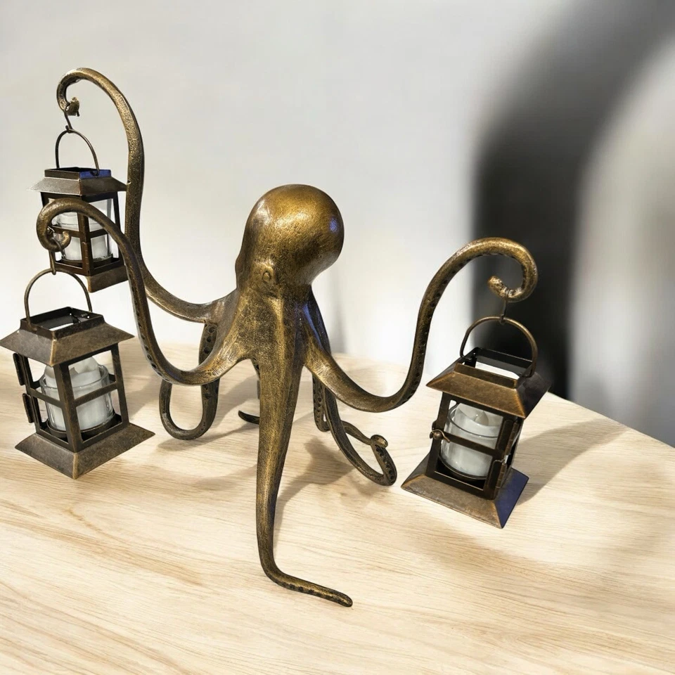 "Centro de mesa pulpo candelabros linterna de vidrio costero 14""x18"" decoración de playa" Foto 1 de 4