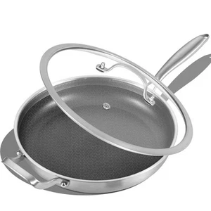 12-Inch Hybrid Tri-Ply Stainless Steel Non Stick Chef's Frying Pan with Lid a... - Picture 1 of 7