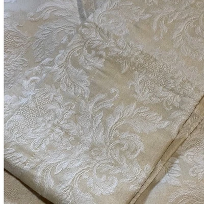 Juego de cortinas de ventana vintage Burlington House brocado 3 piezas beige marfil Foto 1 de 4