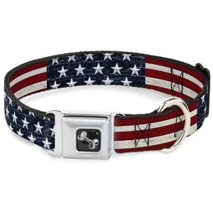 Fibbia per cintura di sicurezza collare per cani - Americana Rustic stelle e strisce - larghezza 1" - vestibilità... - Foto 1 di 8