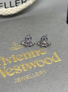 Aretes pequeños Vivienne Westwood plata rosa tono accesorio con bolsa - Imagen 1 de 5