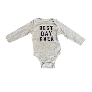 Old Navy Babycore Gray Long Sleeve Bodysuit 12-18 months "Best Day Ever" Casual - Picture 1 of 5