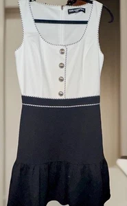 NWT Women Karl Lagerfeld Paris Contrast Trim White/Black A- Line Dress,Sz.6,$138 - Picture 1 of 14