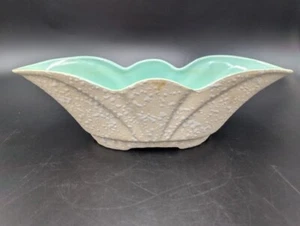American Bisque Co. U.S.A. 10.75”x 4.25" Tan Planter with White Splatter Aqua in - Picture 1 of 10