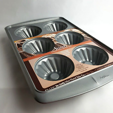 NEW Wilton Baking Pan With 6 Cavity 4"x2" Each Mini Fluted Tube Heavy Nonstick