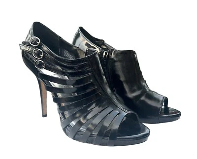 Zapatos de tacón de aguja de cuero WHITE HOUSE BLACK MARKET talla 8 enjaulados NEGRO  Foto 1 de 4