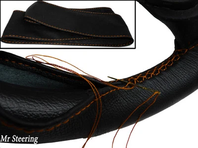 PARA FORD GALAXY MK1 95-05 CUERO NEGRO REAL PUNTADA NARANJA CUBIERTA VOLANTE Foto 1 de 2