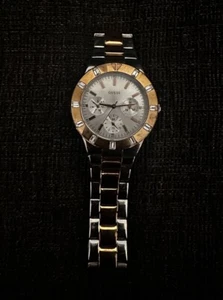GUESS Waterpro U12649L1 Crystal Accent Bezel Triple Date Two Tone Quartz Watch - Picture 1 of 5
