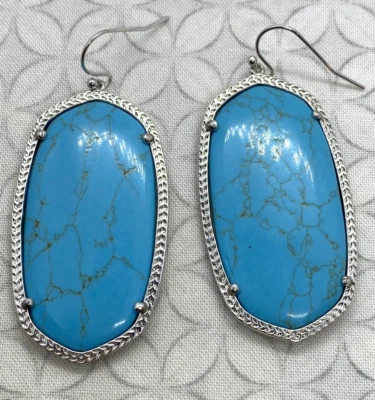 Серьги Kendra Scott Danielle с прожилками бирюзовый синий магнезит серебристые - Изображение 1 из 4