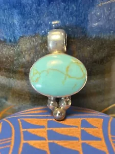 Sterling Silver Turquoise Pendant From Mexico. - Picture 1 of 7