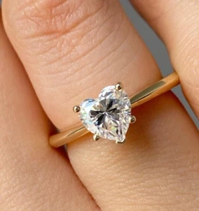 1.25 CT Heart Cut Moissanite Ring Solitaire Wedding Proposal Ring For Girlfriend - Picture 1 of 7