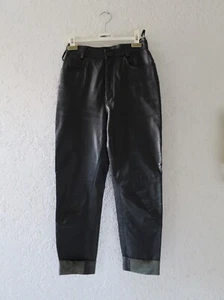 Echt Leder Hose LEDERHOSE * Damen Gr. 38 / 40 * hight weist *gefüttert schwarz - Bild 1 von 8