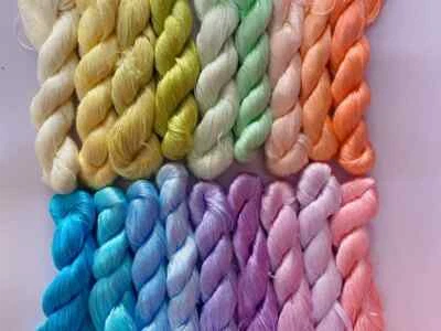 Candy/rainbow colors 100%mulberry natural silk,hand-dyed embroidery floss/thread - Image 1 of 4
