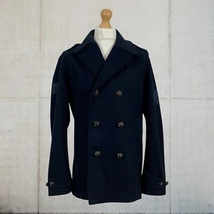 Bonito Abrigo Militar de Mezcla de Lana Verde Doble Pecho Talla Grande Se Ajusta a Mediano - Imagen 1 de 23