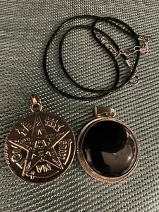 Obsidian Tetragrammaton- Obsidiana  Pentagram Pendant - Protection 1 piece-Large - Picture 1 of 3