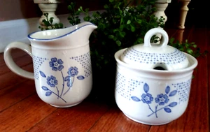 KILN CRAF Staffordshire Inglaterra Azul y Blanco Crema y Azúcar Set - Imagen 1 de 4