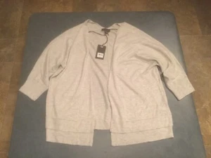 Lucky Brand Women's L Gray Cardigan Sweater 3/4 Sleeve Pockets NWT $89.50 - Picture 1 of 5