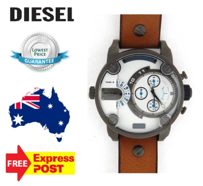 NOVO RELÓGIO MASCULINO DIESEL LITTLE DADDY DZ7269 GUNMETAL/PRATA/COURO MARROM CHRONO - Imagem 1 de 4