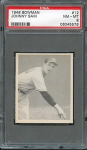 BB - 1948 Bowman - #12 - Johnny Sain - PSA 8 - NM-MT - Bild 1 von 2