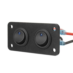 2 Gang Toggle Rocker Switch Panel For Car Boat Marine RV Truck 12V Blue LED - Picture 1 of 6