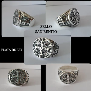 SAN BENITO ANILLO  BENEDICTI SILVER PLATA SAN BENITO CRUZ SELLO  RING SAN BENITO - Bild 1 von 8