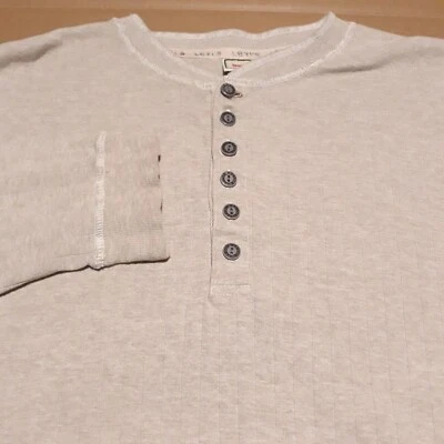 Levi's 6 Button Henley Over Stitched Cotton Blend Biege Pullover Men's XL  - Image 1 of 4