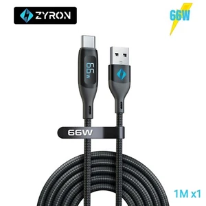ZYRON 66W USB A to USB C Cable 1m Type C Charging For Samsung iPhone 15/16 - Picture 1 of 7