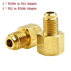 R12 To R134a/R134a To R12 Adapter Kit 1/4 Female Flare 1/2 Acme Male Brass NEW - Picture 1 of 12