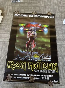 Póster promocional #98 Iron Maiden Somewhere In Time Record Store 1986 raro - Imagen 1 de 12