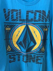 Vintage Volcom Stone Logo Aqua Blue Yellow Men’s T Shirt Size L - Picture 1 of 4