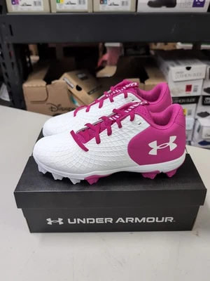 Zapato de softbol Under Armour Glyde 2.0 Jr para niña blanco/rosa talla 5Y 3026607-101 Foto 1 de 4