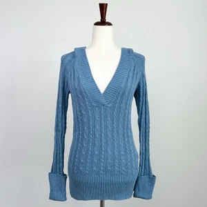 Y2K American Eagle Zopfmuster Hoodie V-Ausschnitt Pullover  - Bild 1 von 9