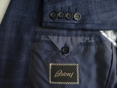 Blazer Brioni 50R/40R Azul Cuadros Seda Lino Excelente Estado Chaqueta Abrigo Deportivo Foto 1 de 4