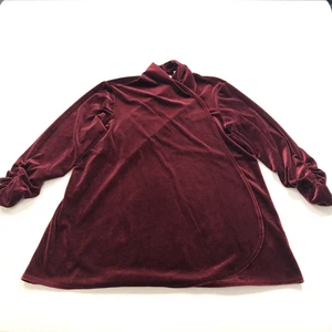 Cárdigan de terciopelo Susan Graver pequeño para mujer frente abierto top blusa roja - Imagen 1 de 15