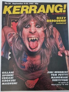 KERRANG! #24 Sept 9-22 1982 OZZY/GILLAN/FASTWAY/MANOWAR/RUSH/DONINGTON - Picture 1 of 16