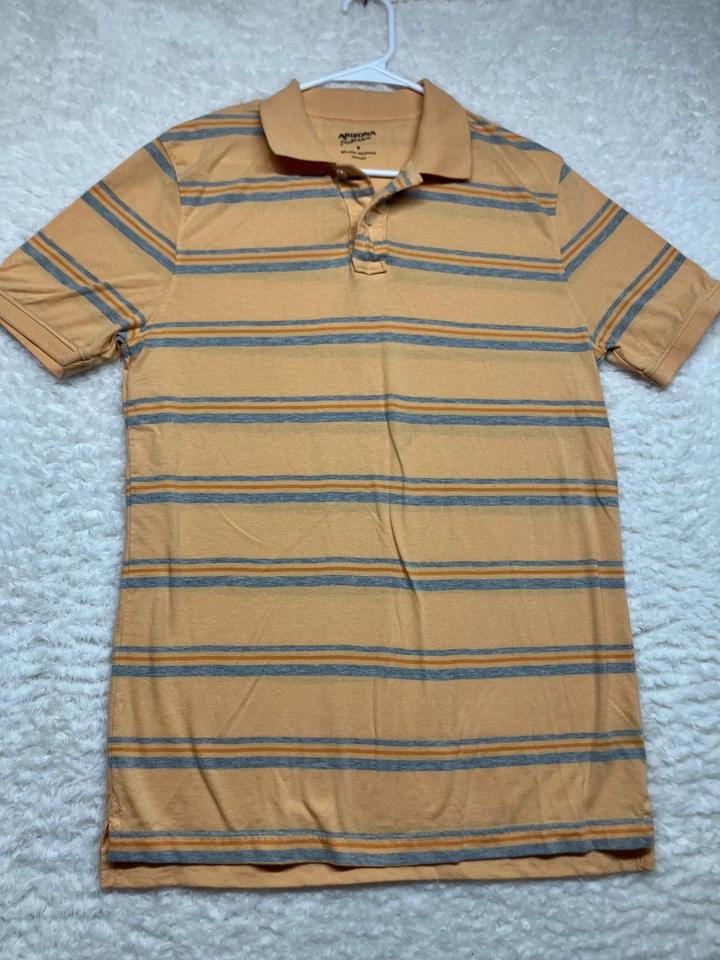 Camisa Polo Arizona Jean Co Para Hombre Mediana Naranja Gris Azul Rayas Informal Clásica Foto 1 de 4