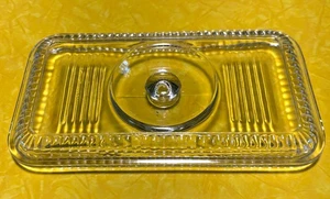 Vtg- Old Refrigerator Dish-(LID ONLY-w/KNOB)-Rectangular -Clear- Ribbed -9” x 5” - Picture 1 of 3