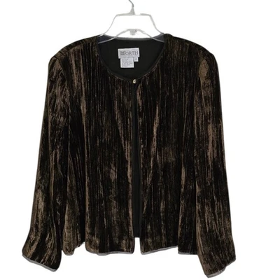 Chaqueta Blazer VALENTE Marrón Dorado Terciopelo Triturado Talla 18 Elegante Ropa de Noche Foto 1 de 4