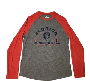 Fanatics Men Florida Panthers Retro Ranglan Long-Sleeve T-shirt Size M Red/Gray - Picture 1 of 8