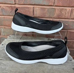 Vionic Sky Sena Slip On Casual Ballet Flats Sz 6 Textured Black White Shoes - Picture 1 of 12